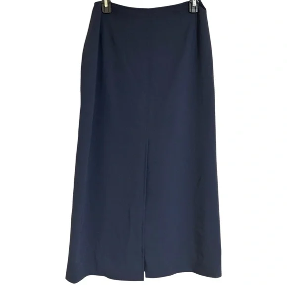 Talbots Petites Navy Blue Long Maxi Skirt with Front Slit Sz 6 P - Picture 1 of 5